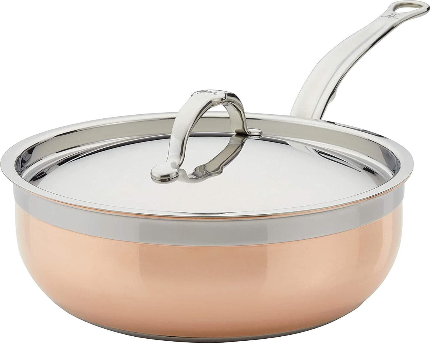 Hestan – 24 cm/3.5 QT Copper Bond Induction Copper Essential Pan with helper handle – 30566