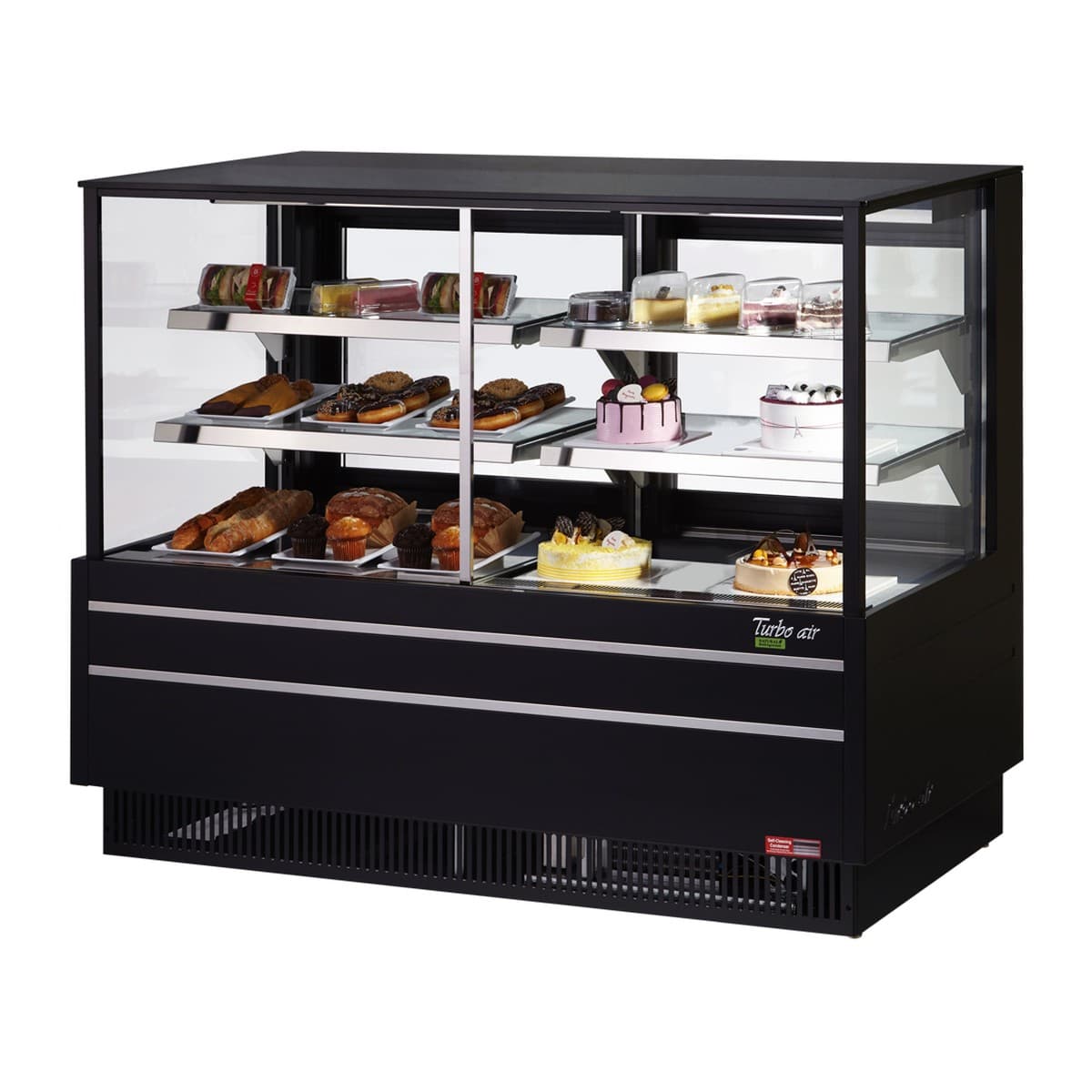 Turbo Air - 60" Black Straight Front Refrigerated (Right Side) & Dry (Left Side) Combination Bakery Display Case - TCGB-60UF-CO-B-N