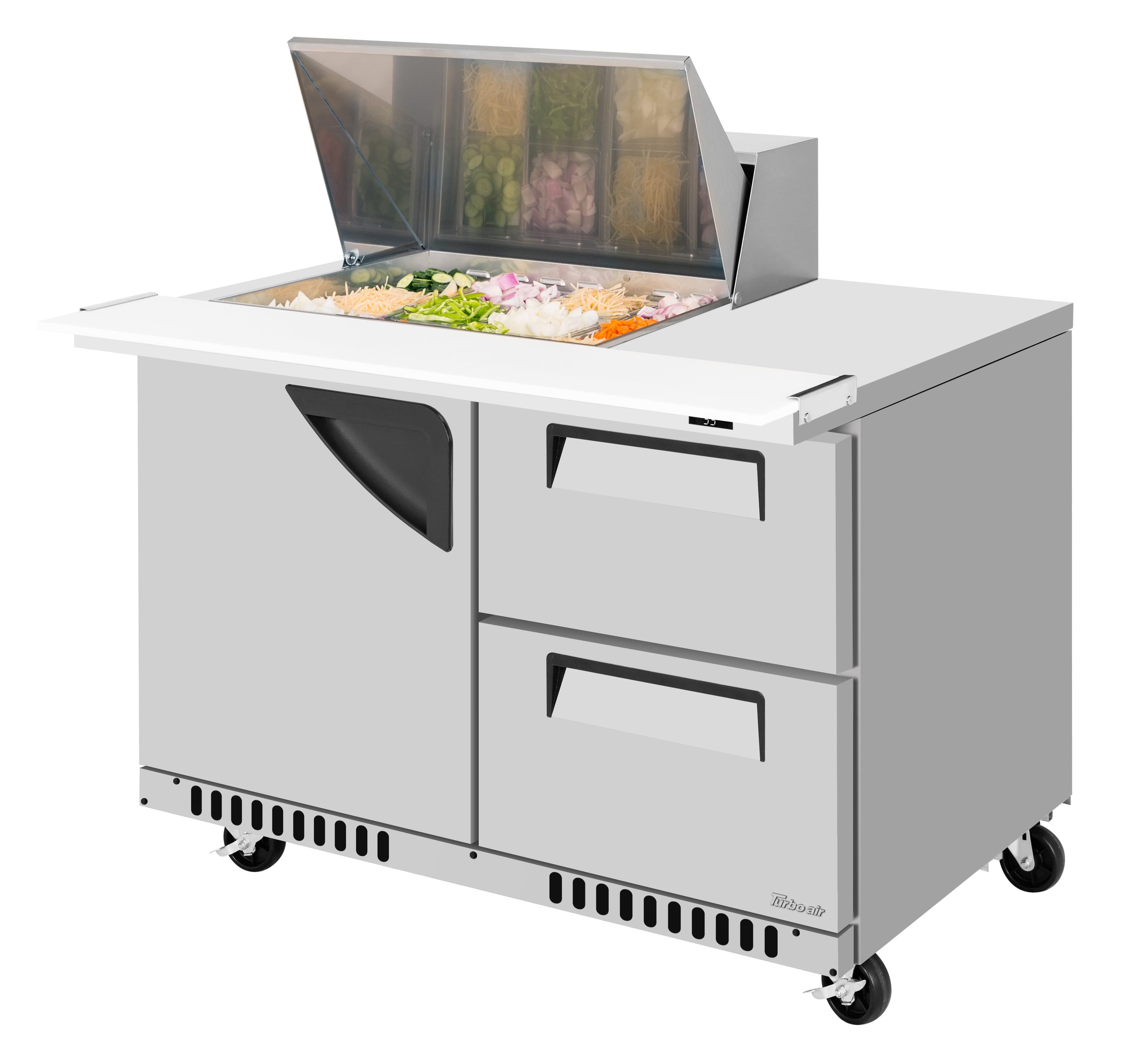 Turbo Air – Super Deluxe Series/Prep table+Work station-Drawers, 48-1/4″ Wide – TST-48SD-12M-D2R(L)-FB-N