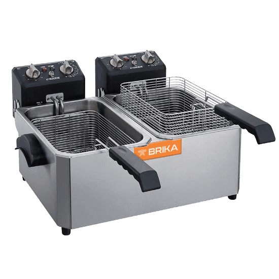 Brika BCEF-7D Countertop Electric Fryer, Double 7lbs Basin
