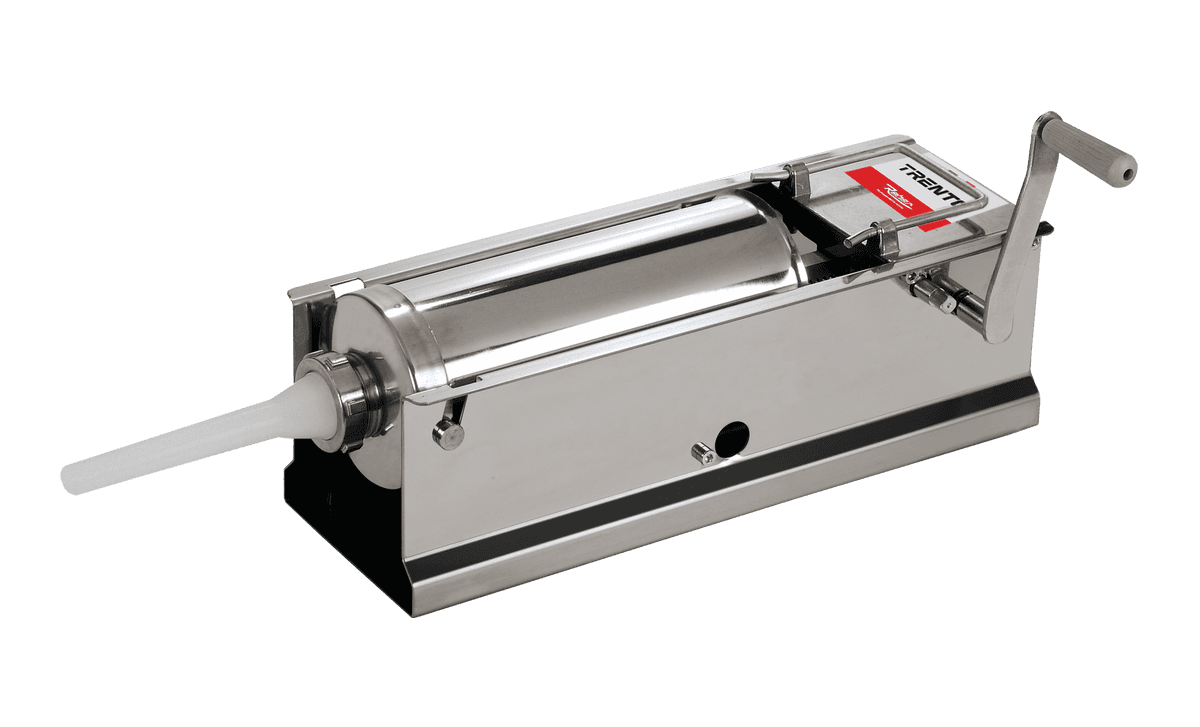 Trento Stainless Steel Manual Sausage Stuffer with 18lb / 8kg Capacity – 2-Speed Horizontal Gear Drive