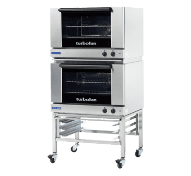 Turbofan – Full Size Sheet Pan Manual Electric Convection Ovens Double Stacked With Caster Base Stand – E27M2/2C