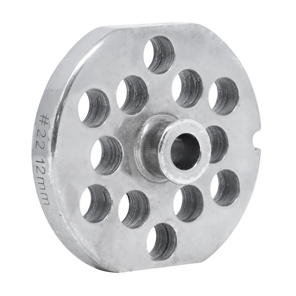Omcan – #22 (12.8 mm) Stainless Steel Meat Grinder Plate with Hub & Flat Sides, Pack of 3 – 40308