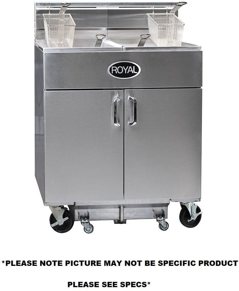 Royal - Delux 50 Lb Gas Fryer with Built in Filter and Two Channel Digital Control (3 Tanks) - RFT-50-3-DM2