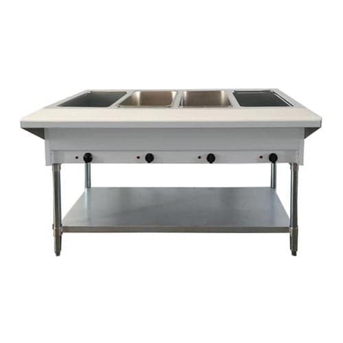 Omcan FW-CN-0004-DH 4 Pan Electric Hot Food Table with Cutting Board – 240 Volts