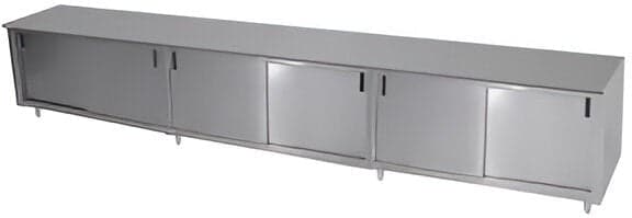Winholt - 84" x 30" Stainless Steel Enclosed Base Table with (4) Sliding Doors without Mid-Shelf - STCT-D3084