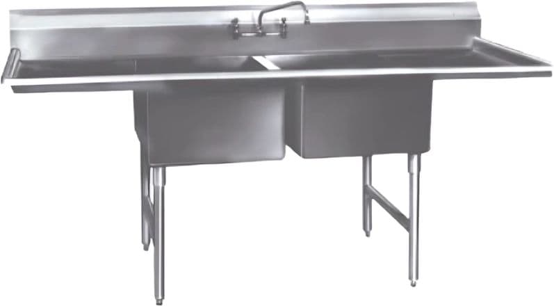 Winholt - 24" x 24" Stainless Steel Two Compartment Sink with 2 24" Drainboard - WS2T24242D24