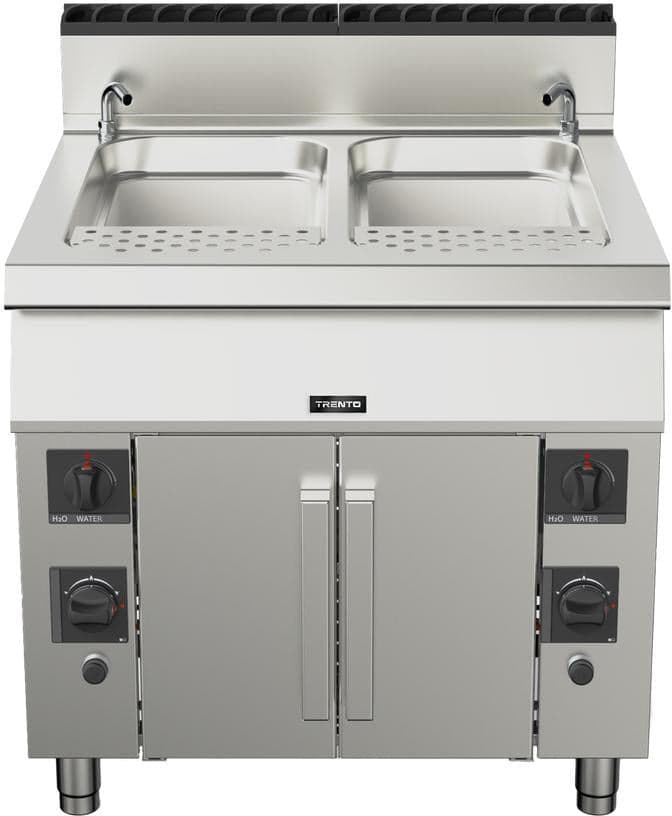 Trento 2 x 12 (45L) Gallon Double Tank Natural Gas Pasta Cooker, Double Burner – 156,000 BTU