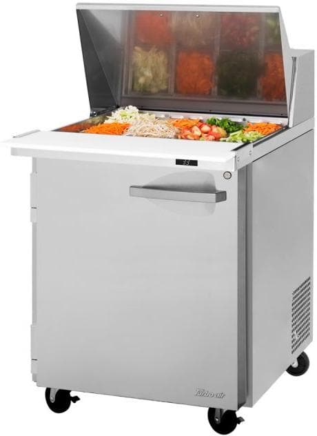 Turbo Air – PRO Series 27.5″ Silver Mega One Section Top Sandwich/Salad Prep Table with Left Hinged Door – PST-28-12-N(-L) (ETA 5-6 Weeks)