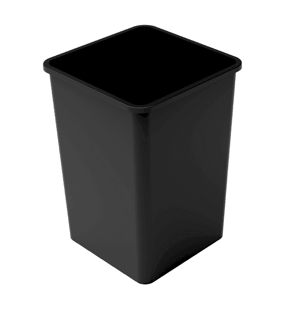 35 Gallon (130 Liter) Square Trash Can, Polyethylene – Black