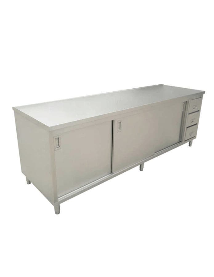 30″ x 72″ Stainless Steel Worktable With Cabinets And Drawers