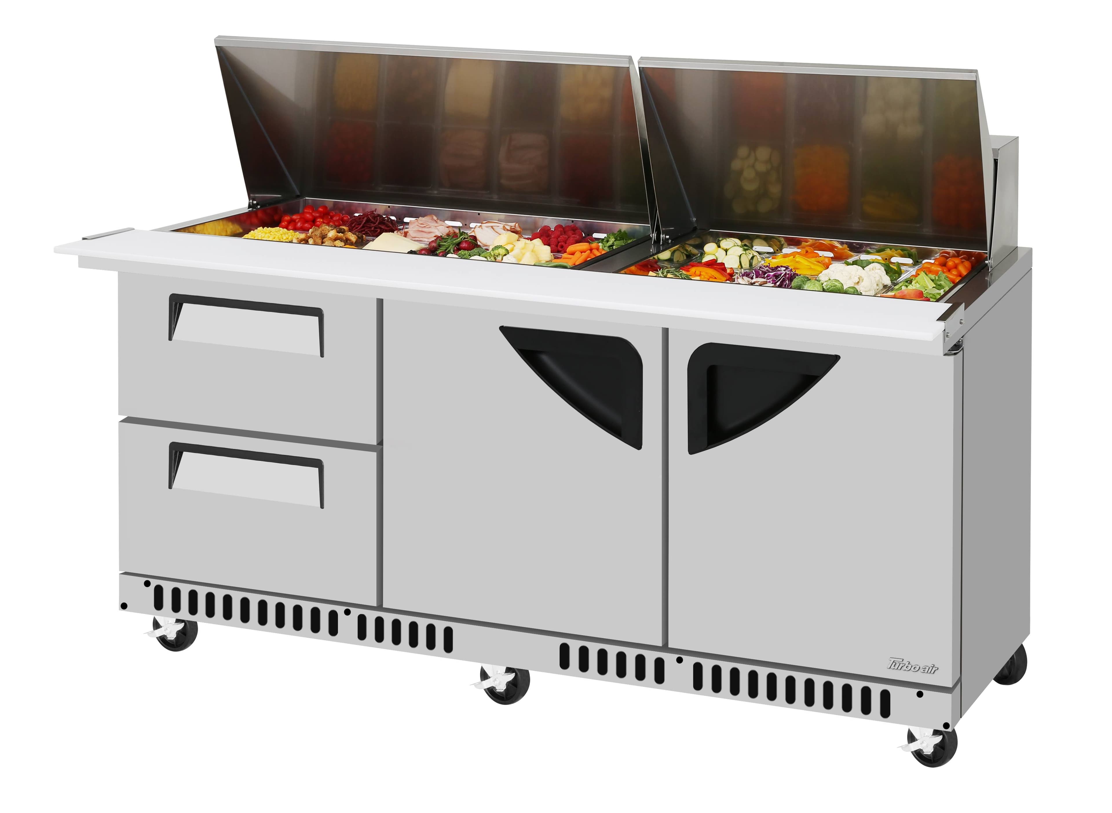 Turbo Air – Super Deluxe Sandwich/Salad Mega Top Unit, 72-5/8″ Wide – TST-72SD-30-D2LR-FB-N