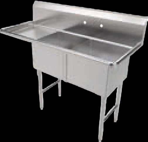 ATS MET 2-Compartment Prep Sink, With Left Drain Board, 57" W x 24" D