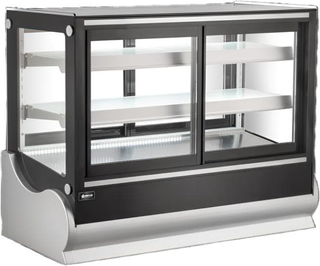 48” Two (2) Shelf Square Refrigerated Self-service Countertop Display Case, 9 cu.ft. (255 L), Black