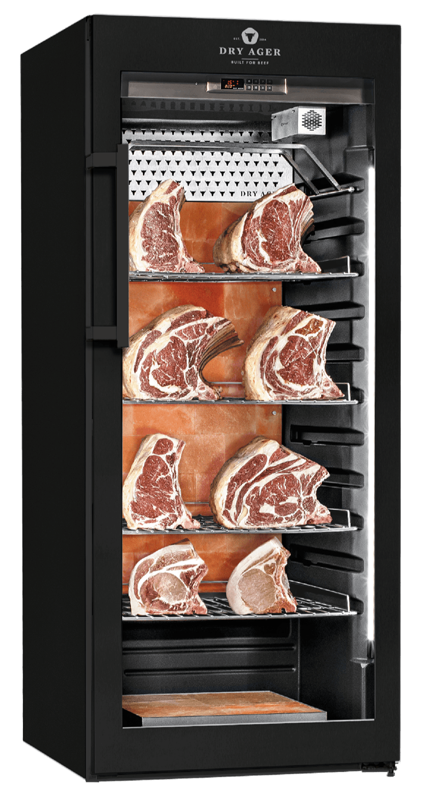 Dry Ager – 220 lb UX 1550 PRO S Black Dry Aging Cabinet w/ UX-LED-Salt Wall System – UX1550PSP