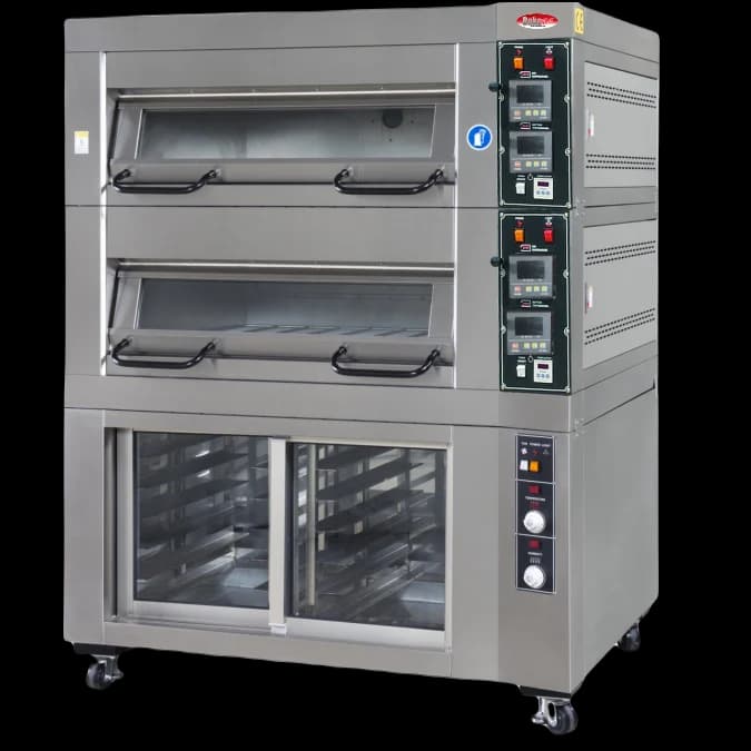 BakeMax BMDDD02 Two Deck Two Pan Wide Floor Model Electric Artisan Stone Deck Oven