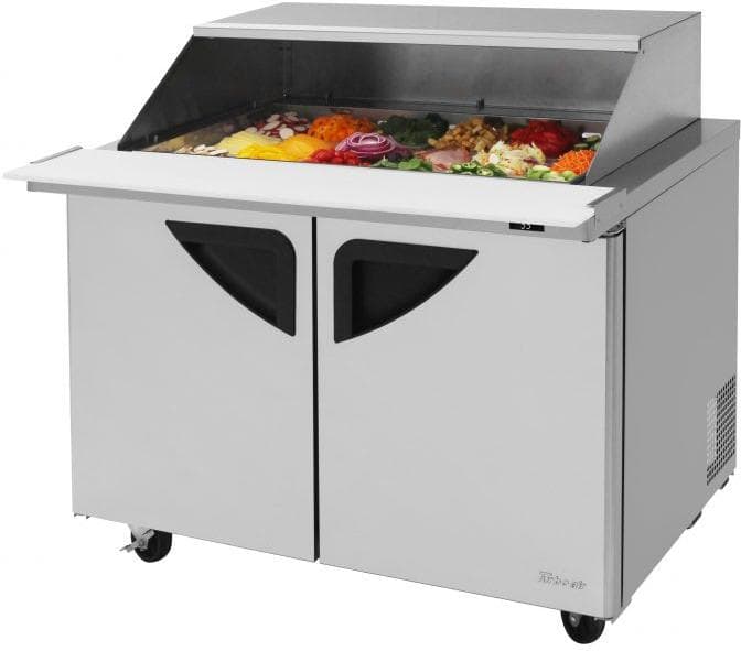 Turbo Air – Super Deluxe 48.25″ Two Solid Door Mega Top Refrigerated Sandwich Prep Table with Slide-Back Lid – TST-48SD-18-N-SL (ETA 5-6 Weeks)