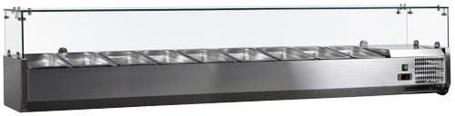 Omcan 79" Refrigerated Topping Rail with Glass Guard