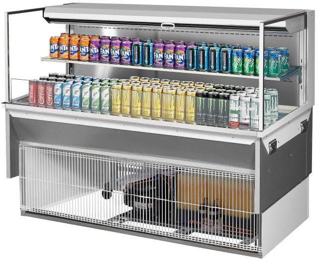 Turbo Air - 59.6" White Low Profile Drop-In Horizontal Open Display Case with One Shelf and Deck Only - TOM-60L-UF-W-2SI-N (ETA 5-6 Weeks)