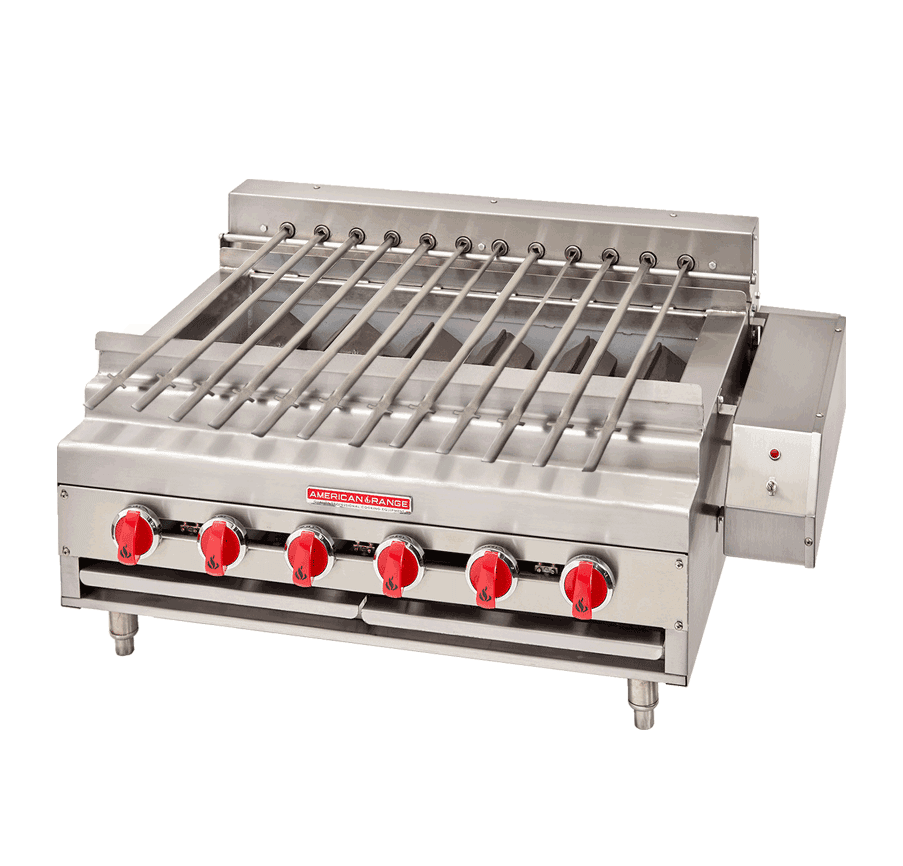 American Range – 72″ Stainless Steel Radiant Shish Kebob Broiler with Rotisserie – ARKB-72-R
