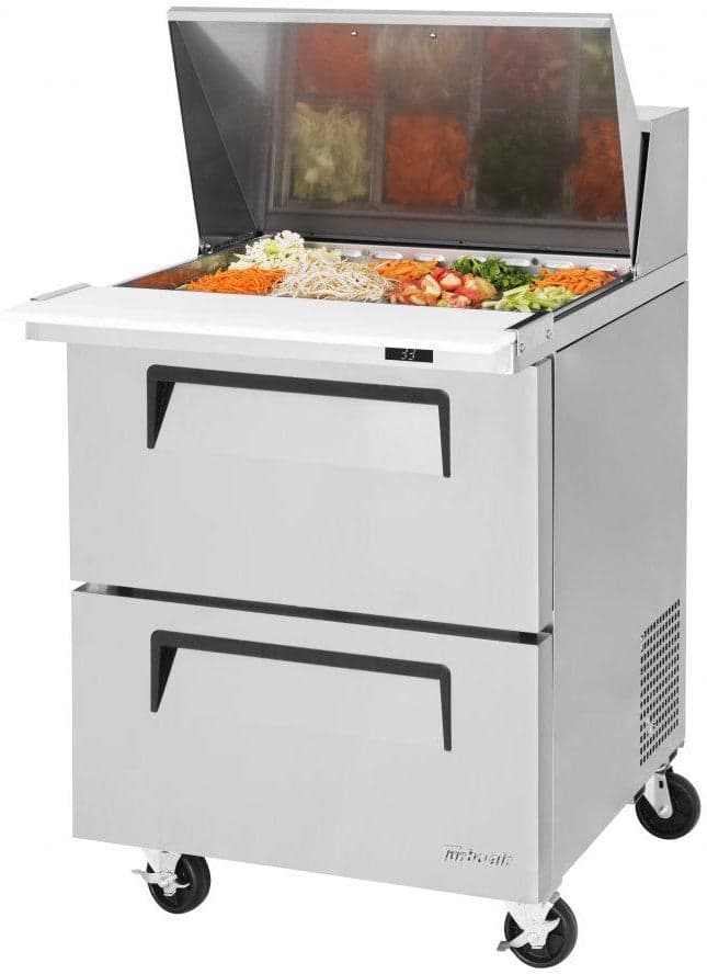 Turbo Air – Super Deluxe 28″ Mega Top Refrigerated Sandwich Prep Table with 2 Drawers – TST-28SD-12-D2-N (ETA 5-6 Weeks)
