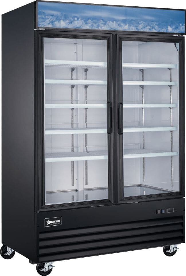 53” Two (2) Glass Door Display Freezer, 45 cu.ft. (1270L), Black