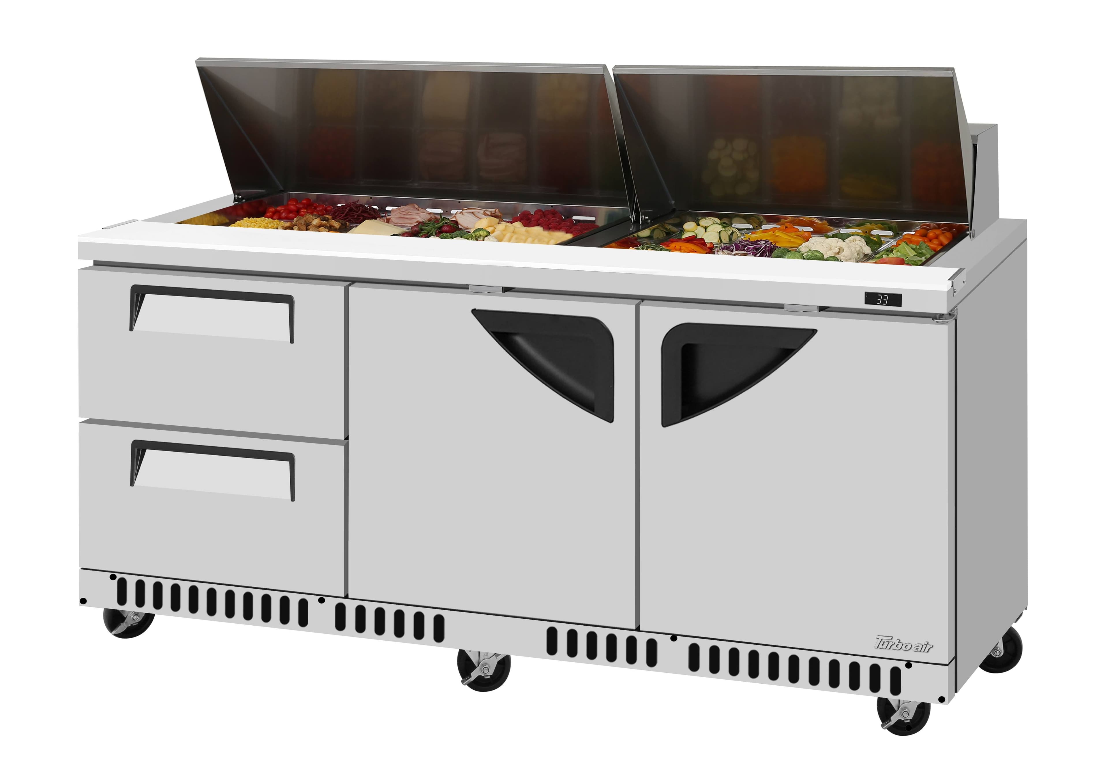 Turbo Air – Super Deluxe Sandwich/Salad Unit, 72-5/8″ Wide – TST-72SD-D2LR-FB-N