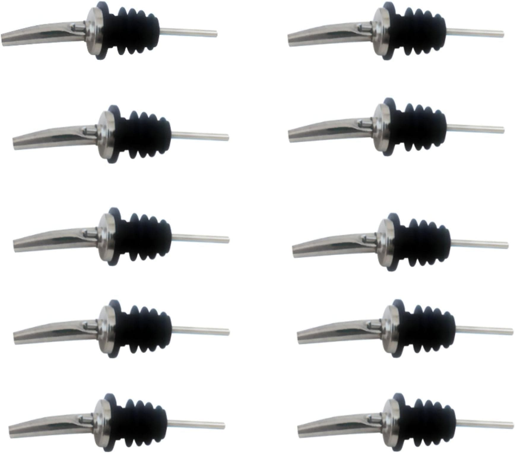 Speed Pourer with Stainless Steel Tapered Spout/Nozzle and Black Plastic Stopper