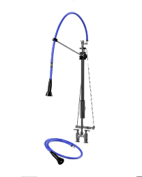HIMI Products – Instinct Pre-Rinse Faucet Unit with 54″ Hose, V Mount Bracket, Vacuum Breaker, 6′ Extension Hose & 4″ Deck Mount Base Faucet – IF5405-4D