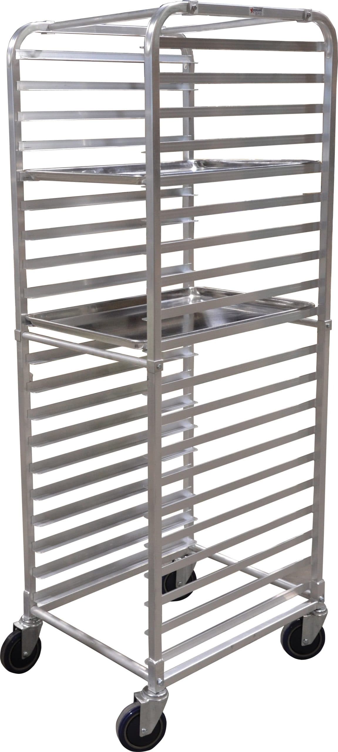 Aluminum Curved Top Bun Pan Rack with 20 slides and 3″ spacing