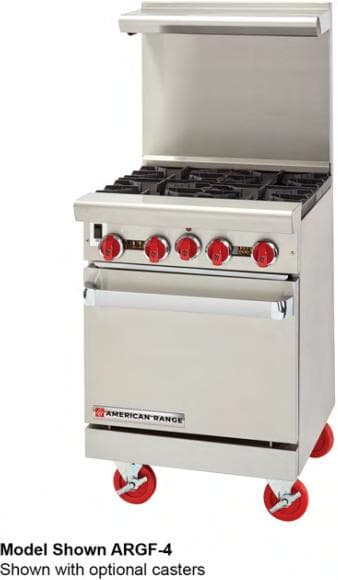 American Range - 24" Stainless Steel Green Flame Ranges 4 Burners with Storage Base - ARGF-4-SB