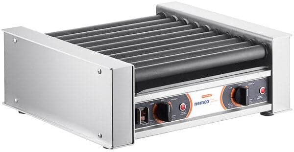 Nemco – 120V Hot Dog Roller Grill with GripsIt Non-Stick Coating with 18 Hot Dog Capacity – 8018SX (ETA 4-6 Weeks)