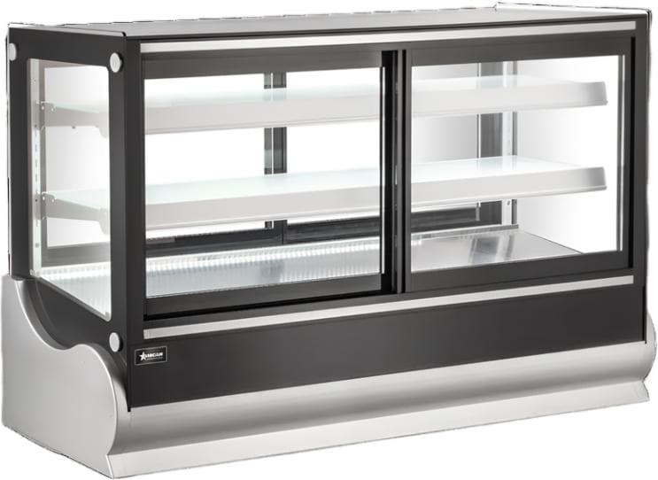 60” Two (2) Shelf Square Refrigerated Self-service Countertop Display Case, 11.4 cu.ft. (325 L), Black