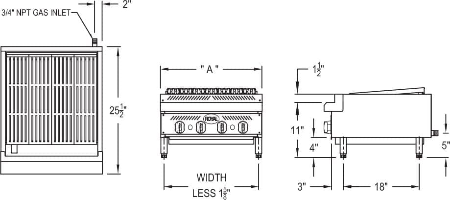 Royal - 18" Heavy Duty Snack Radiant Broiler - RSRB-18