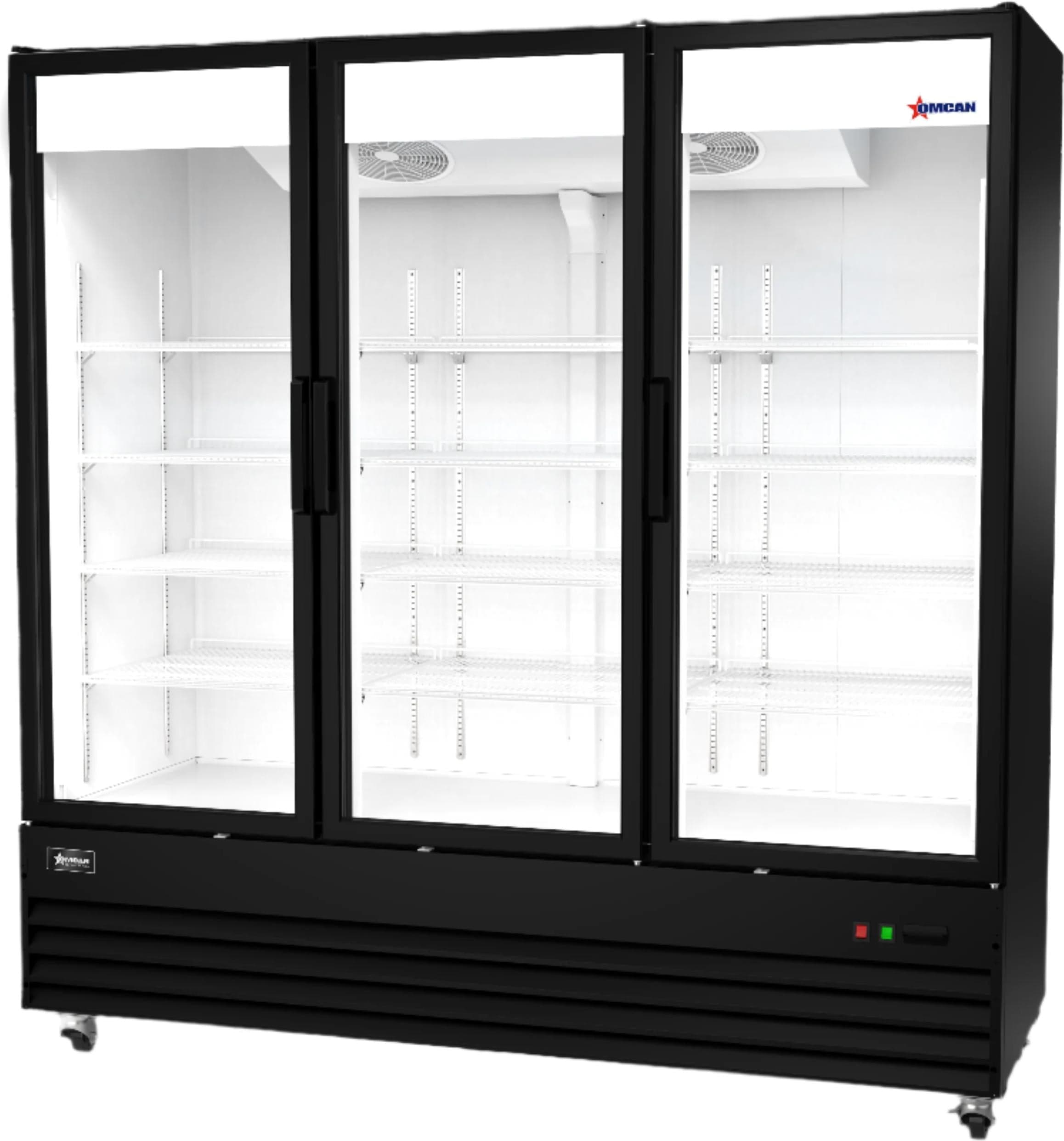79" Three (3) Glass Door Display Refrigerator, 59.5 cu.ft. (1985 L), Black
