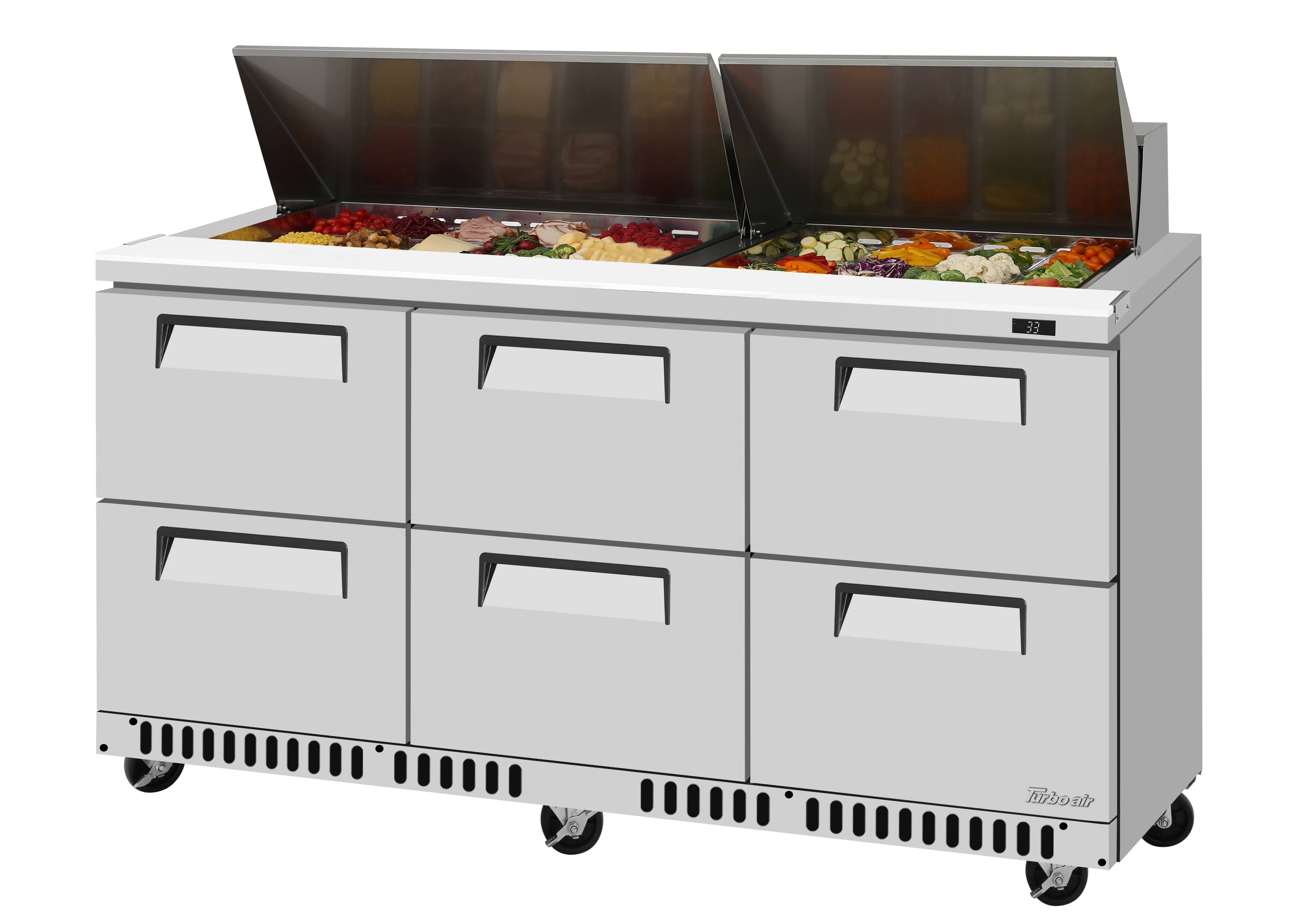 Turbo Air – Super Deluxe Sandwich/Salad Unit, 72-5/8″ Wide – TST-72SD-D6-FB-N