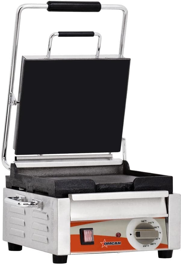 Single Panini Grill with Smooth Plates – 10″ x 11″ Cooking Area – 120V, 1800W