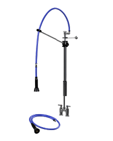 HIMI Products – Instinct Pre-Rinse Faucet Unit with 60″ Hose, Wall Mount Bracket, Vacuum Breaker, 6′ Extension Hose & 4″ Deck Mount Base Faucet – IF6002-4D
