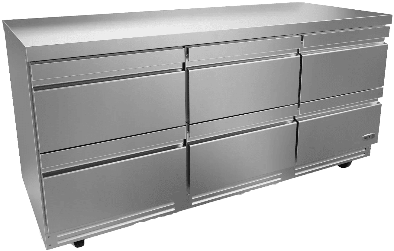 Fagor - FUR Series 115V, 72" Undercounter Refrigerator With Six Drawer - FUR-72-D6-N