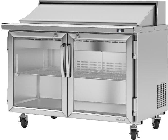 Turbo Air – PRO Series 48.25″ Silver Two-Doors Sandwich/Salad Prep Table with Glass door and Side Breathing – PST-48-G-N (ETA 5-6 Weeks)