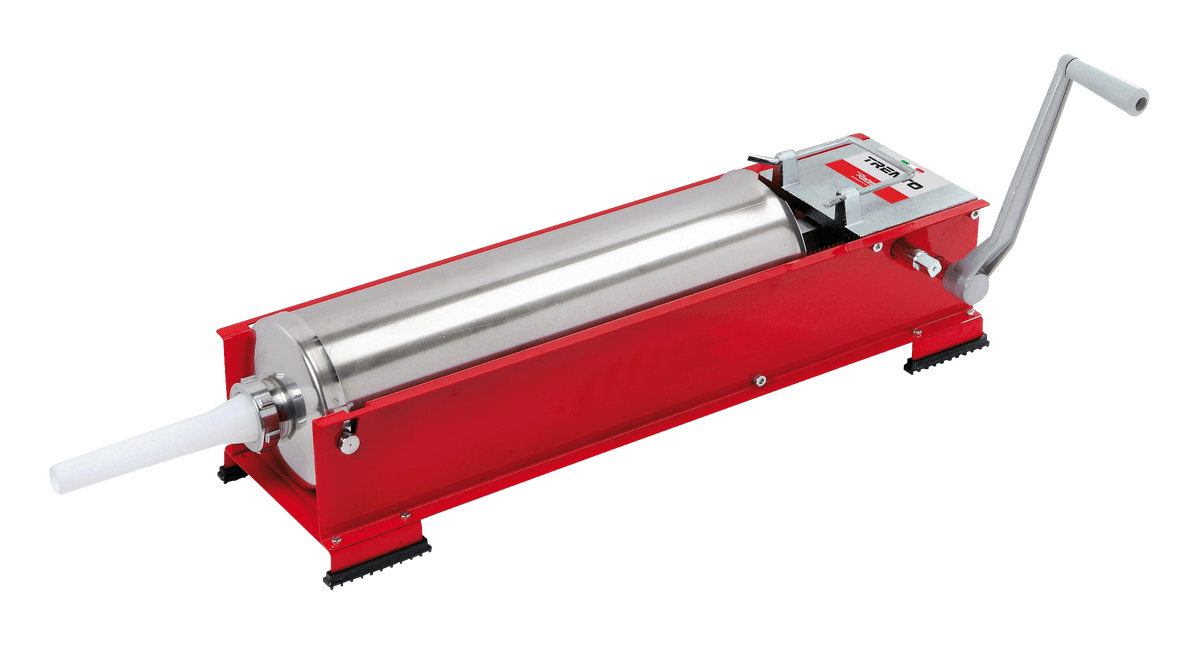 Trento Red Manual Sausage Stuffer with 26lb / 12kg Capacity – 2-Speed Horizontal Direct Drive