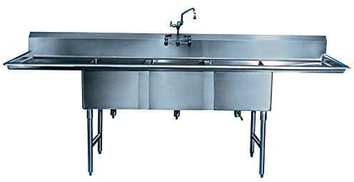 Winholt - 24" x 24" Stainless Steel Three Compartment Sink with 2-24" Drainboard - WS3T24242D24