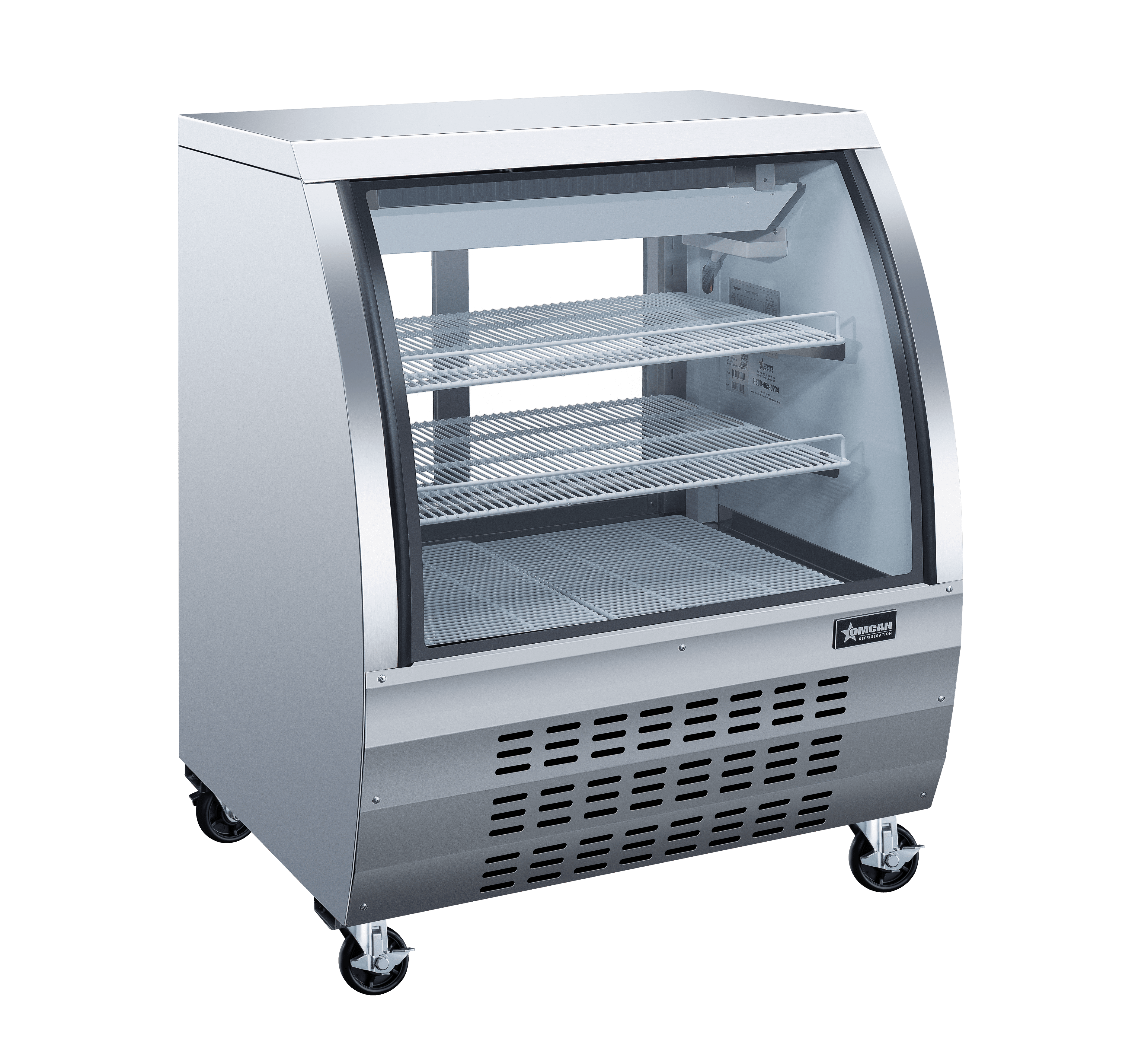 36″ Two (2) Shelf Floor Refrigerated Showcase, 11.6 cu.ft. (328 L), Stainless Steel