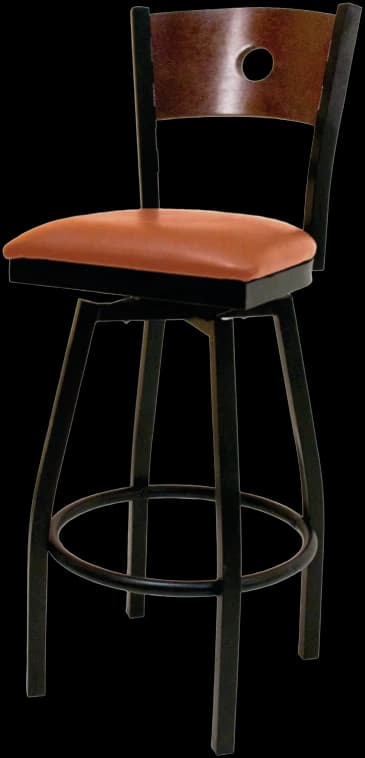 ATS 77A-BSS Wood Circle-Cut Back Swivel Barstool