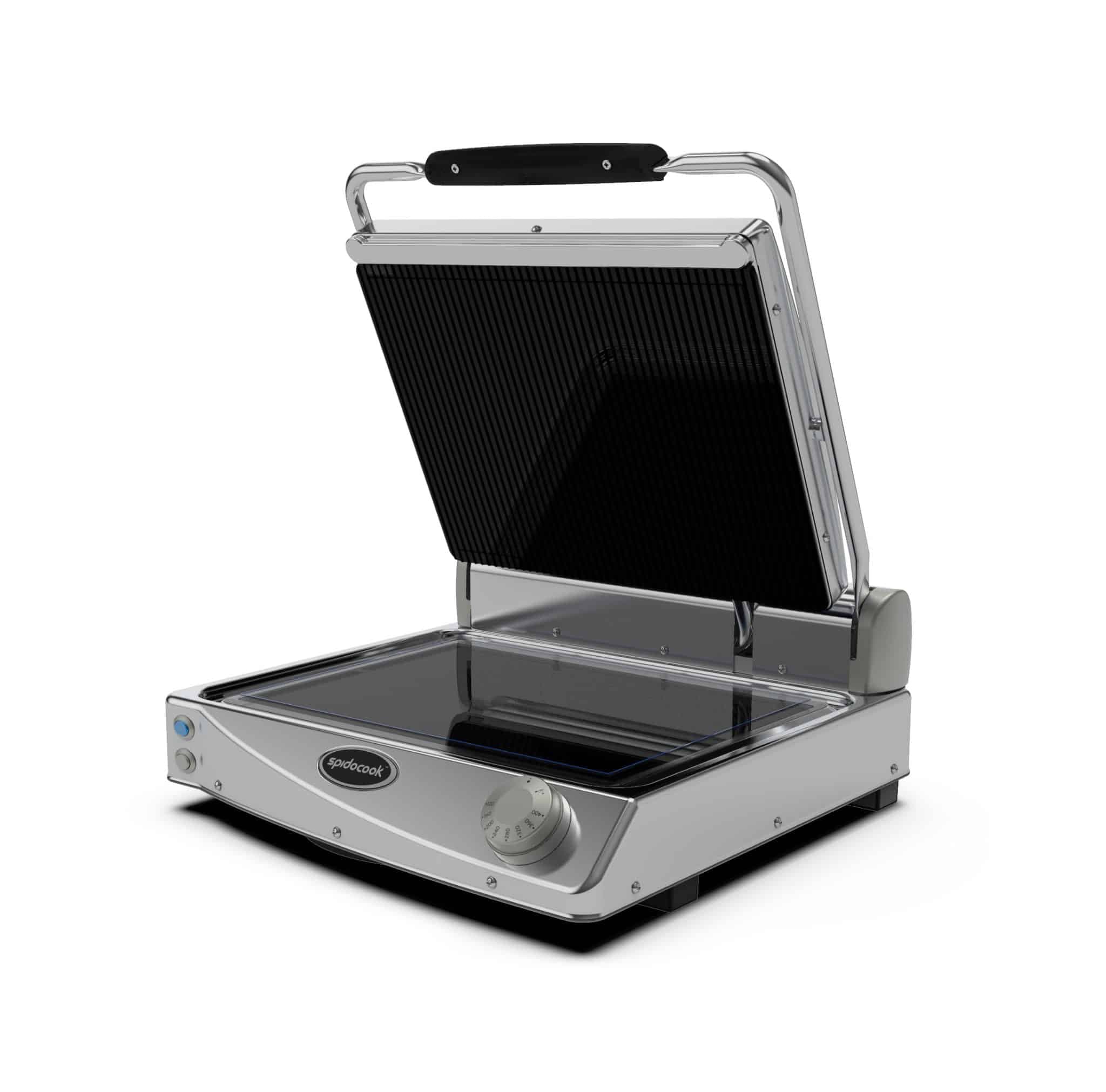 Eurodib SAP015R 19″ Contact Panini Grill With Grooved Top & Smooth Glass Bottom