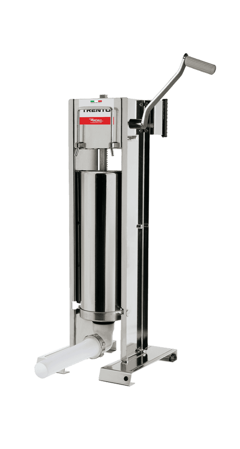 Trento Stainless Steel Manual Sausage Stuffer with 22lb / 10kg Capacity – 2-Speed Vertical and Horizontal Gear Drive
