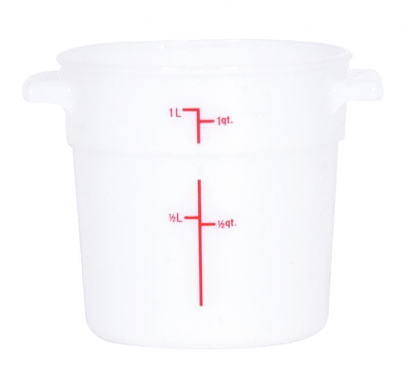 1 qt Polypropylene White Round Food Storage Container