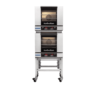 Turbofan – Half Size Digital Electric Convection Ovens Double Stacked on a Stainless Steel Base Stand – E23D3/2C