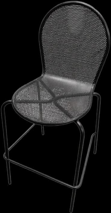 ATS 94-BS Outdoor Metal Barstool, Circle Perforated, Rounded Back, Black