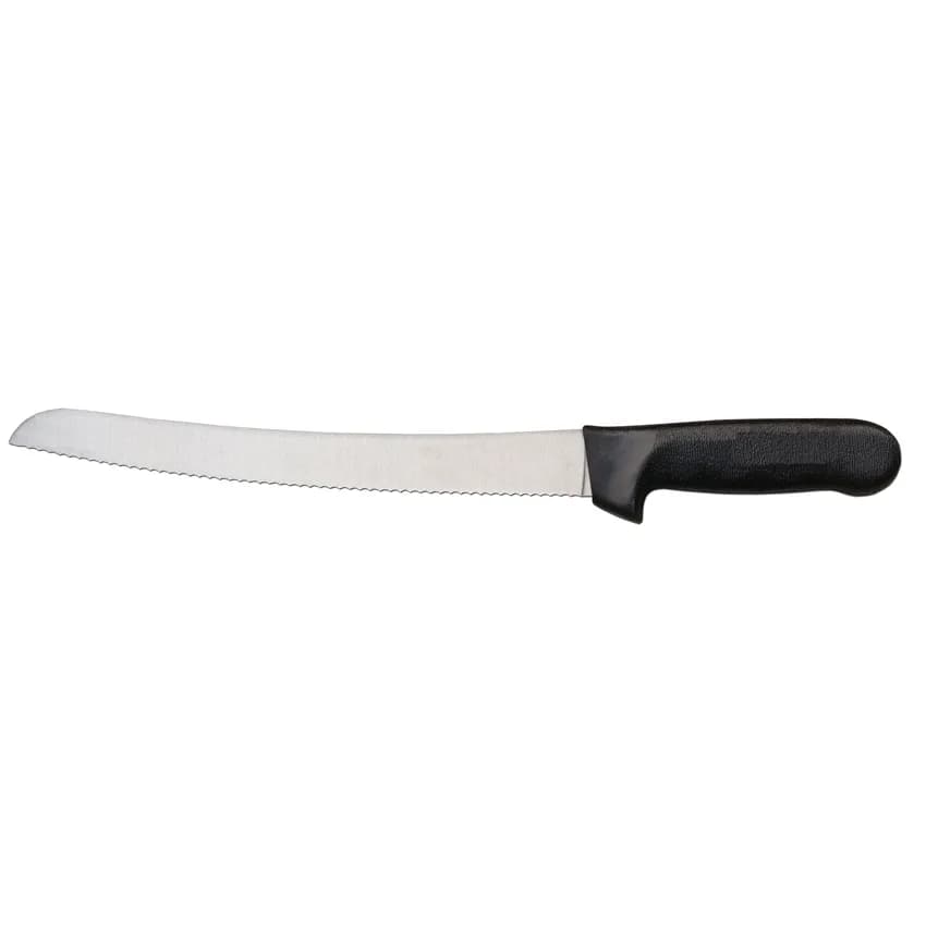 10″ Slicer Curved Narrow Serrated Knife with Black Polypropylene Handle